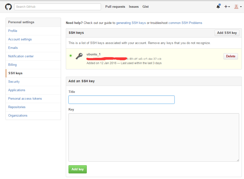 github ssh keys